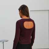 Back Hole Long T-Shirt Burgundy