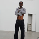 Pleated Dark Denim Jeans