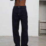 Pleated Dark Denim Jeans