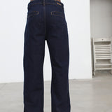 Pleated Dark Denim Jeans