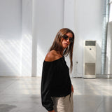Off-Shoulder Tencel Blouse Black