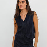 Diplomatic Stripes Vest Navy