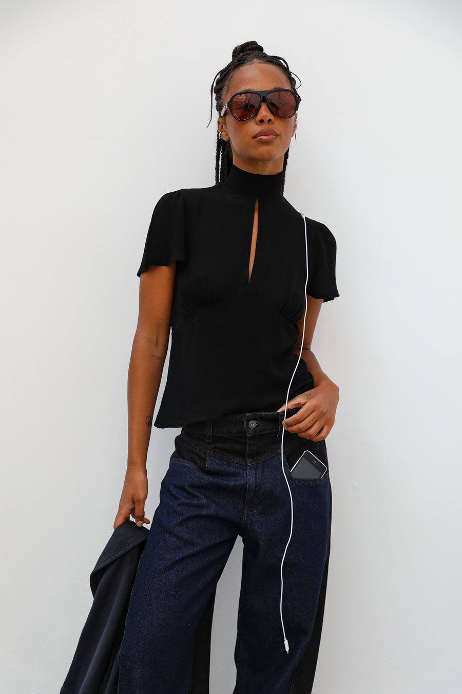 blusa fluida negra elegante mujer