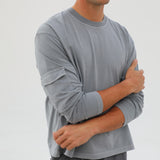 Long Pocket Modern Trendy T-Shirt Grey