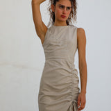 Gathered Long Dress Beige
