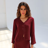 Flow Cupro Silk Top Burgundy