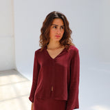 Flow Cupro Silk Top Burgundy