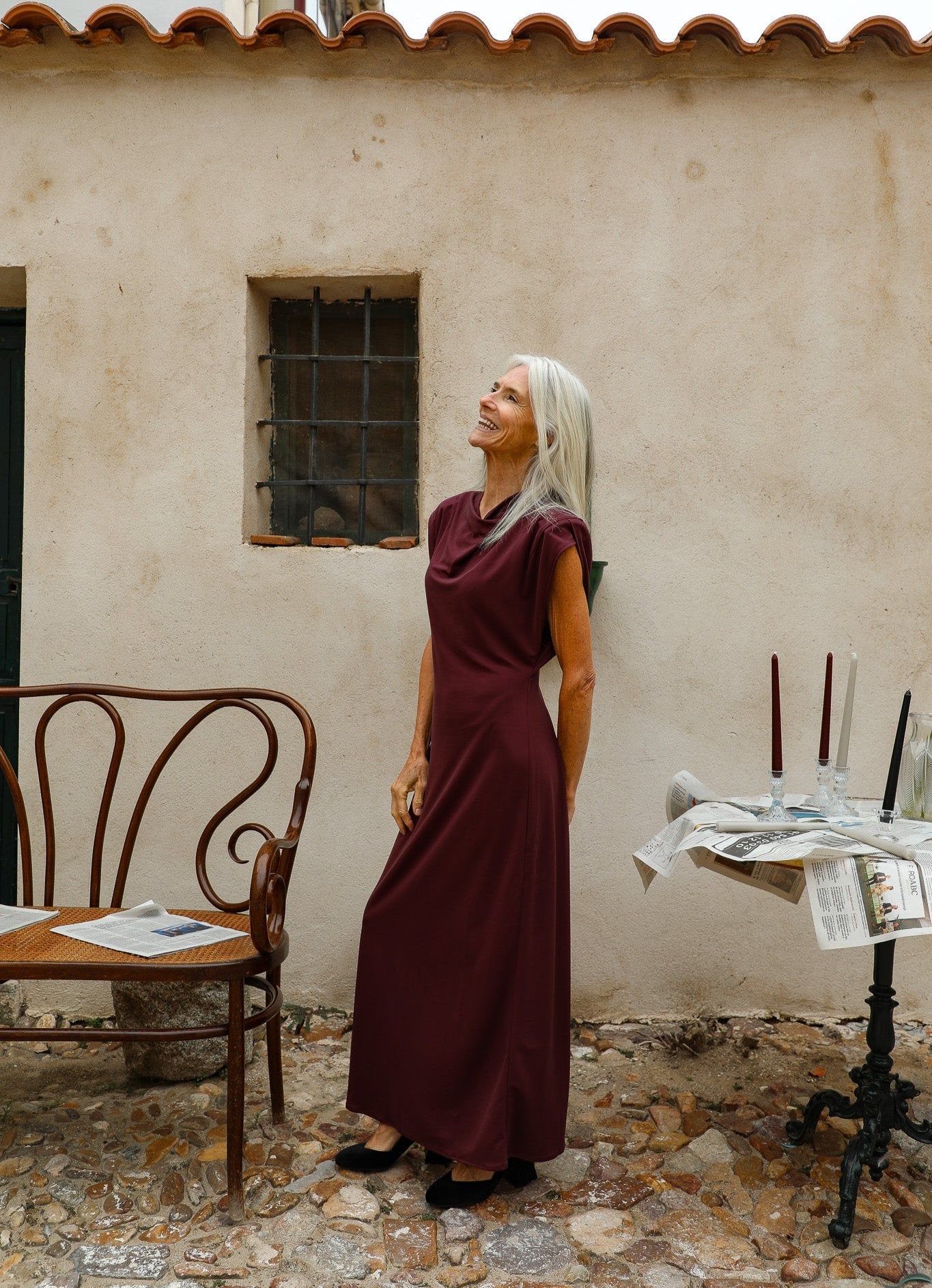 Draped Dress Burgundy Draped Dress Burgundy