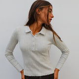Pattern Knit Polo Light Grey