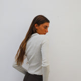 Pattern Knit Polo Light Grey