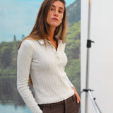 Pattern Knit Polo Light Grey