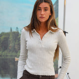 Pattern Knit Polo Light Grey