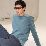 Long Trendy Side Pocket T-Shirt Dark Green