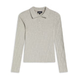 Pattern Knit Polo Light Grey