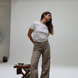 Short Ringer T-Shirt White & Beige
