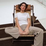 Short Ringer T-Shirt White & Beige