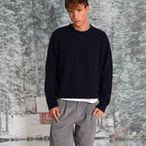 Round Knit Sweater Navy