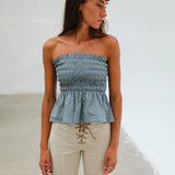 Comfy Linen Top Blue