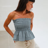 Comfy Linen Top Blue