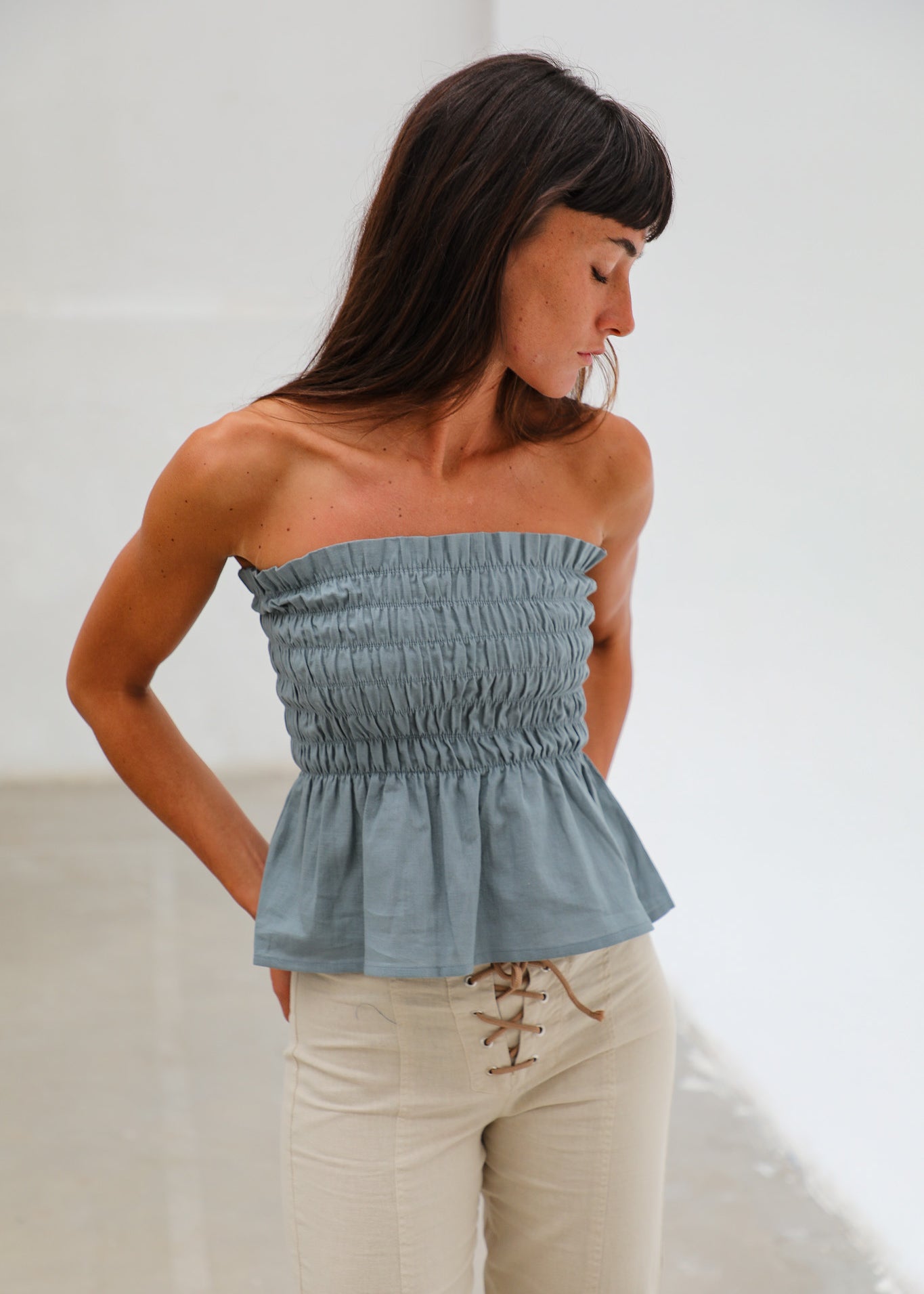 Comfy Linen Top Blue