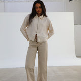 Linen Crossed Pants Beige