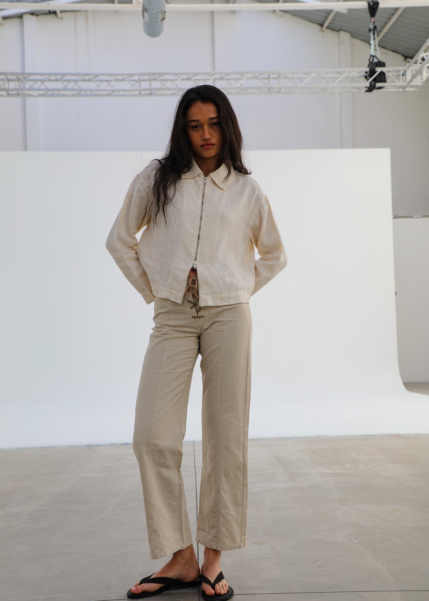 Linen Zip Jacket Natural