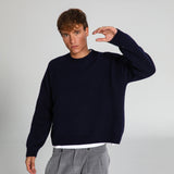 Round Knit Sweater Navy