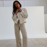 Linen Crossed Pants Beige