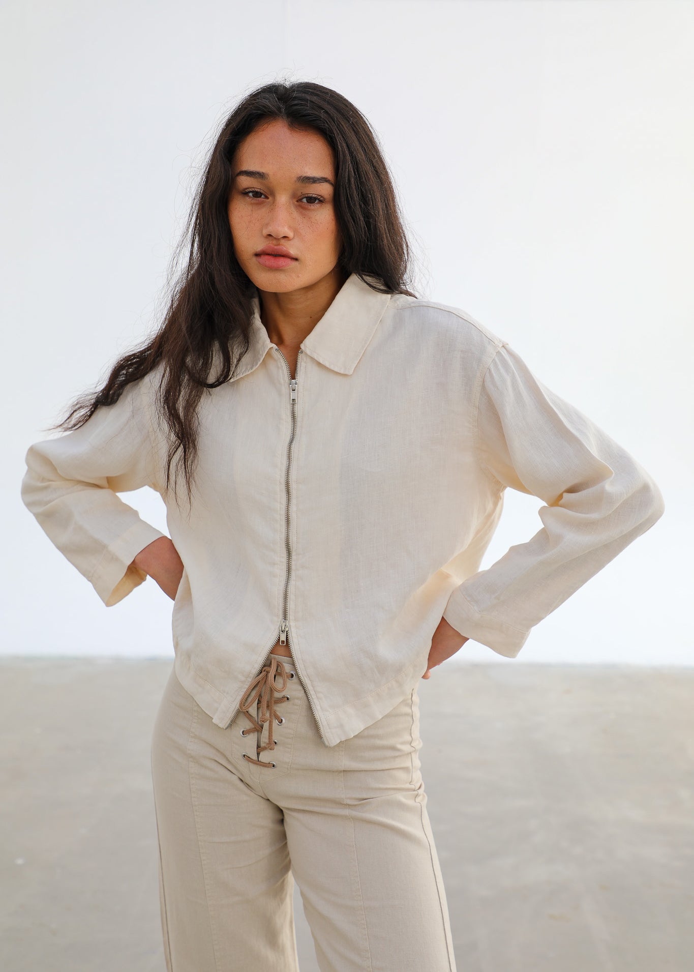 Linen Zip Jacket Natural