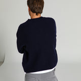 Round Knit Sweater Navy