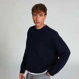 Round Knit Sweater Navy