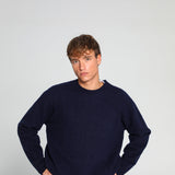 Round Knit Sweater Navy