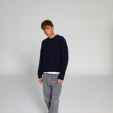 Round Knit Sweater Navy