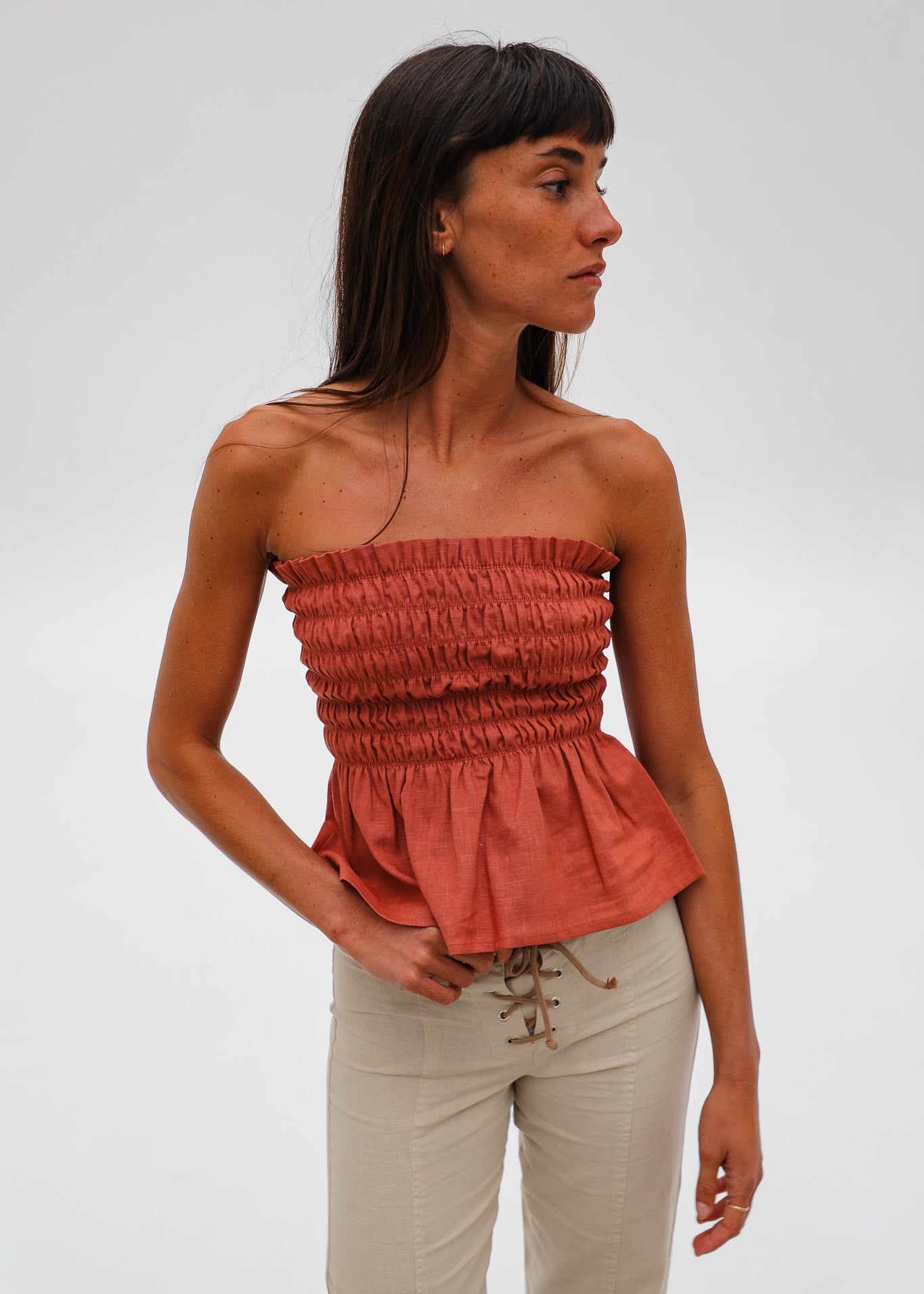 Comfy Linen Top Terracotta