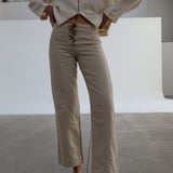 Linen Crossed Pants Beige