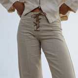 Linen Crossed Pants Beige