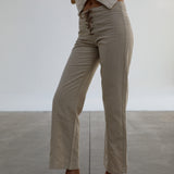 Linen Crossed Pants Beige