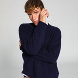 Round Knit Sweater Navy