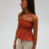 Comfy Linen Top Terracotta