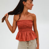 Comfy Linen Top Terracotta