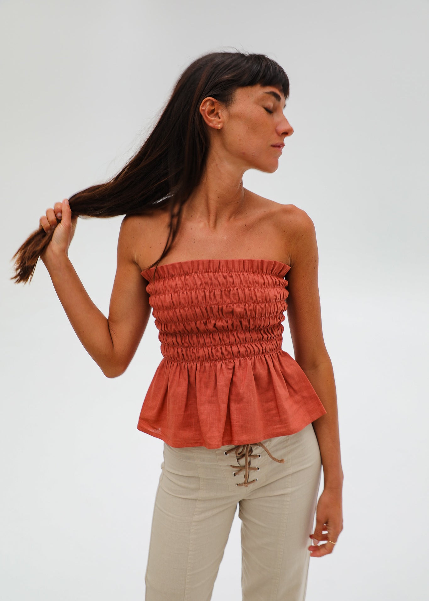 Comfy Linen Top Terracotta