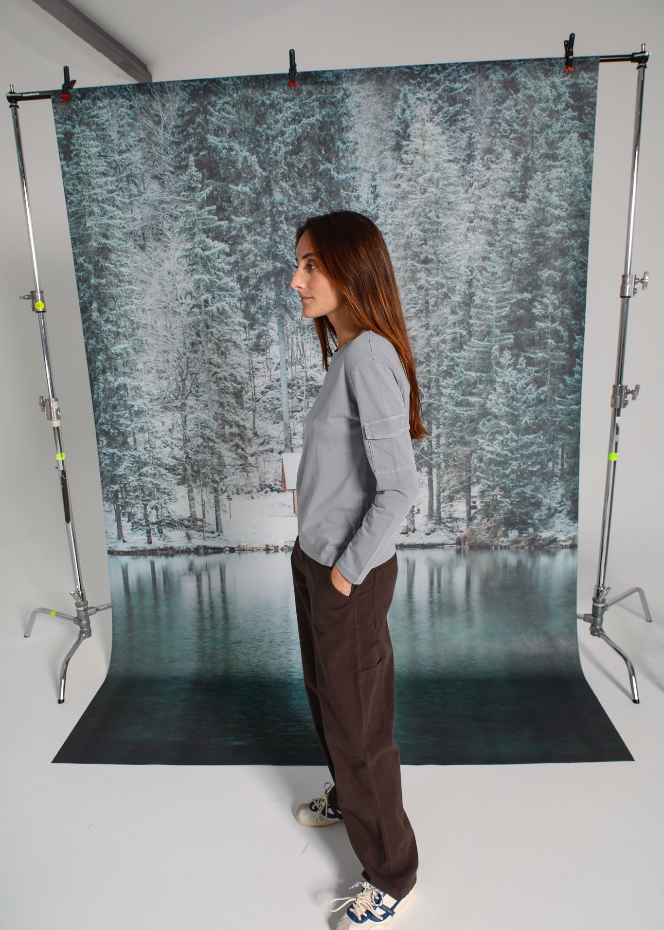Long Side Pocket T-Shirt Light Grey