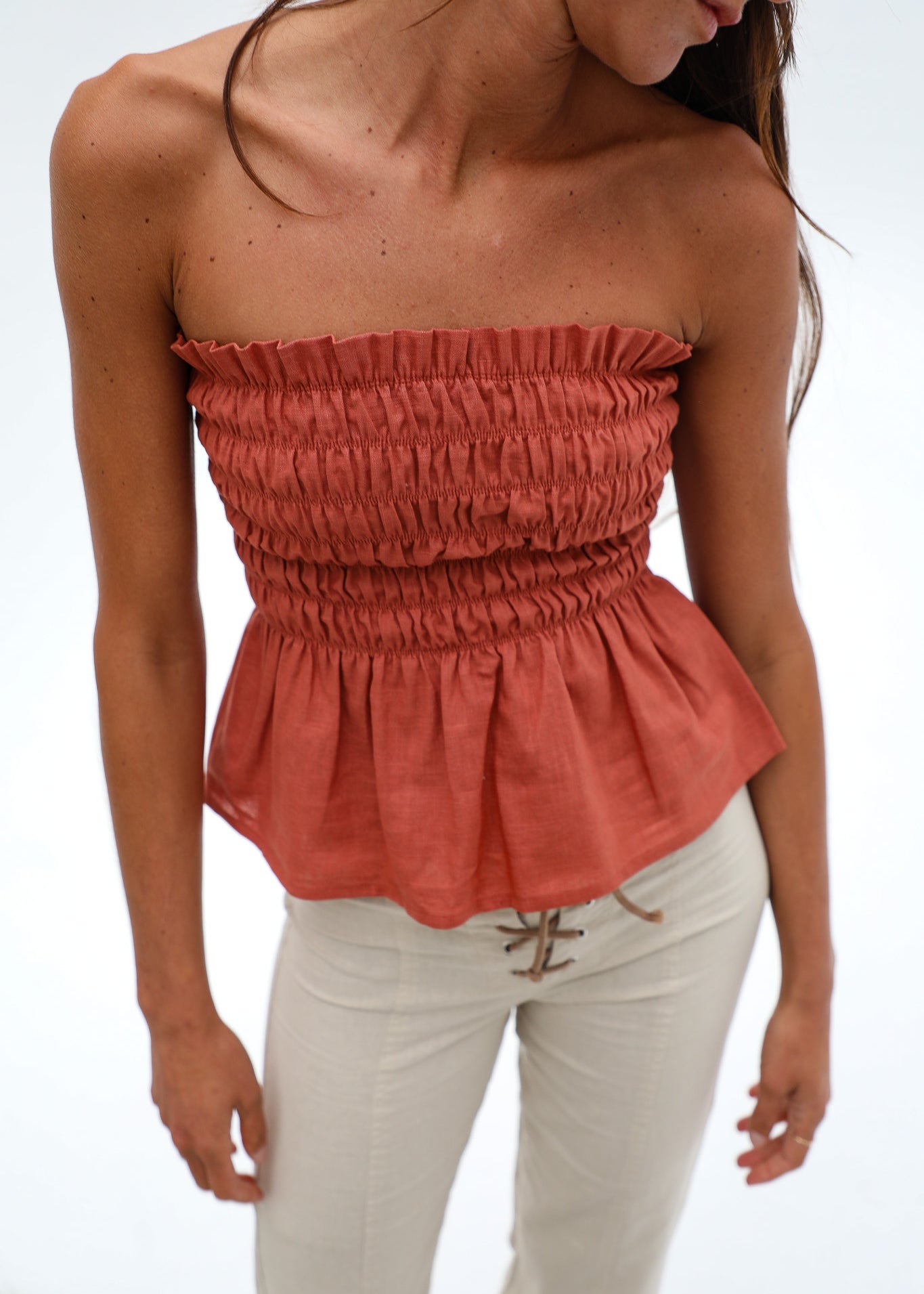 Comfy Linen Top Terracotta
