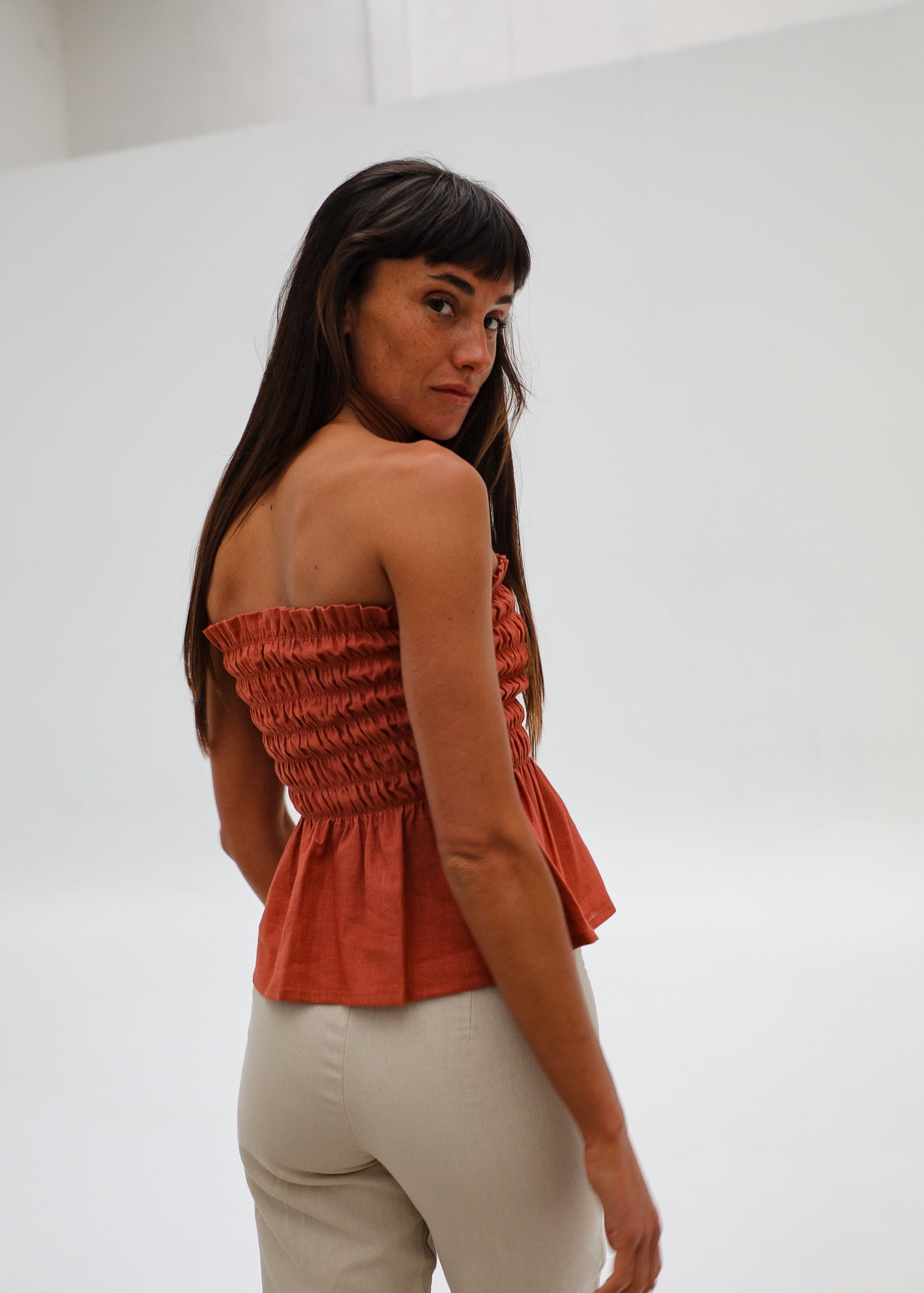 Comfy Linen Top Terracotta