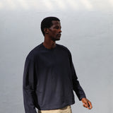 Soft Modern Long Trendy T-Shirt Navy