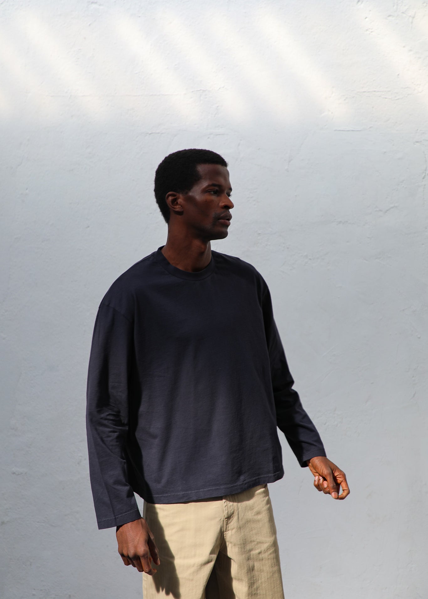Soft Modern Long Trendy T-Shirt Navy