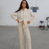 Linen Crossed Pants Beige