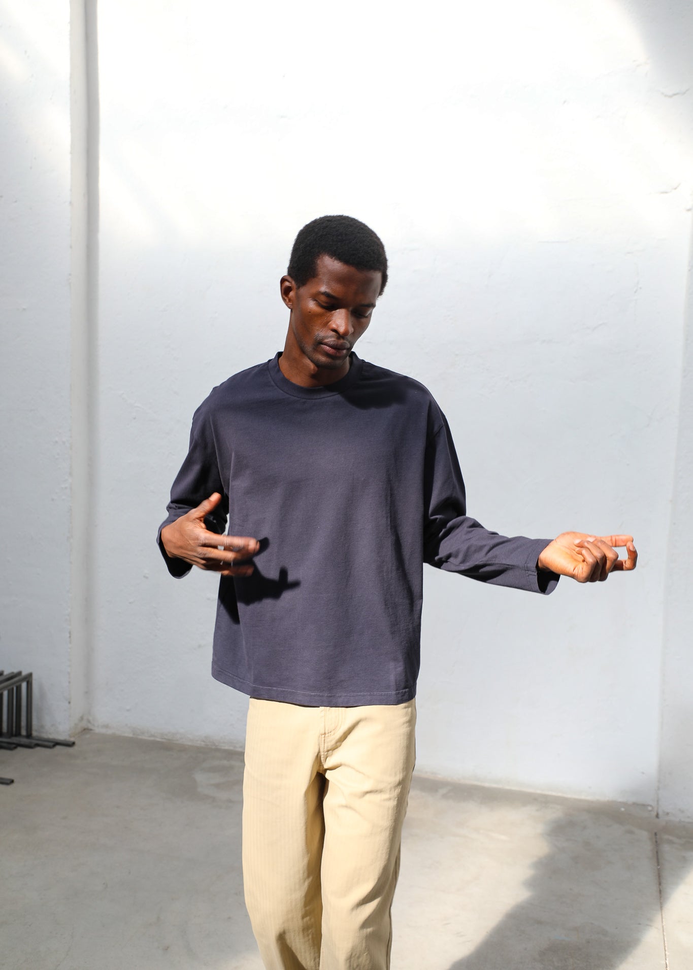 Soft Modern Long Trendy T-Shirt Navy