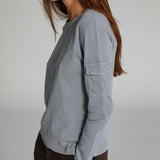 Long Side Pocket T-Shirt Light Grey