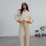 Linen Crossed Pants Beige